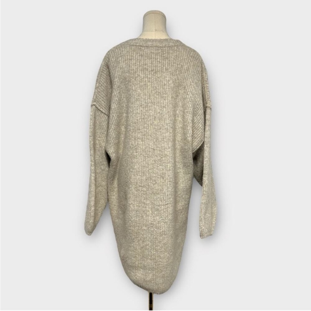 Topshop Beautiful Soft Sweater Dress V Neck Cream/Gray color Raglan Sleeves S… - Picture 4 of 10